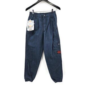 Vtg 90s Deadstock Dockers Baggy Cargo Pants Mens 27x30 Blue Tapered Ankle New